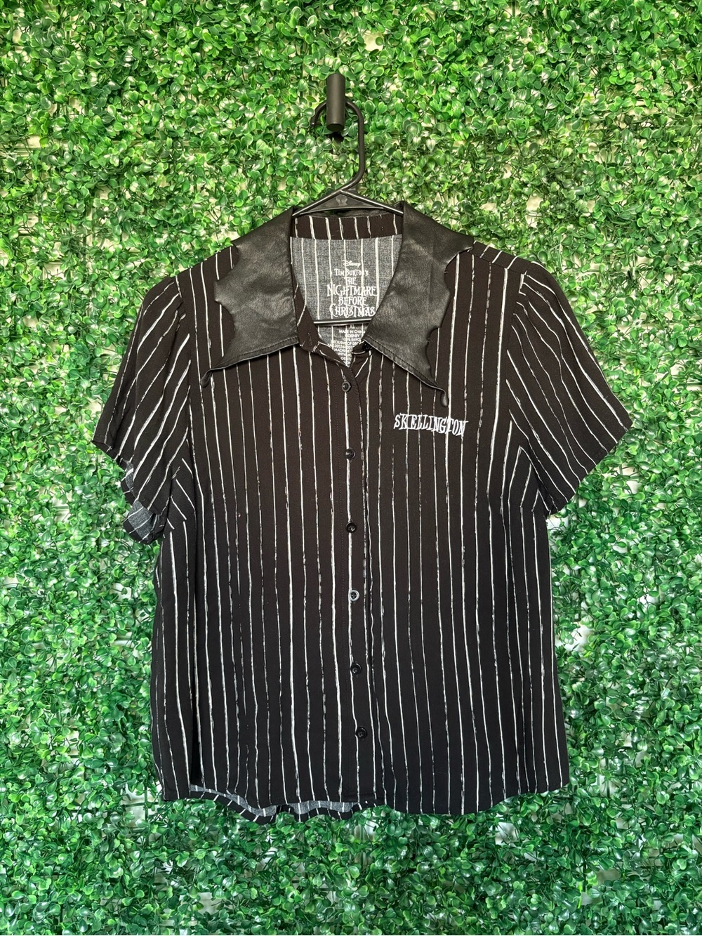Disney The Nightmare Before Christmas 'Skellington' Black Pinstripe Shirt